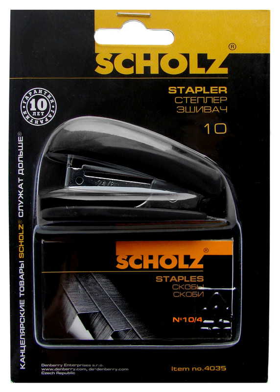 Степлер SCHOLZ (4035SCH), скоба №10, 8 арк., глибина скріплення 20мм, пластик